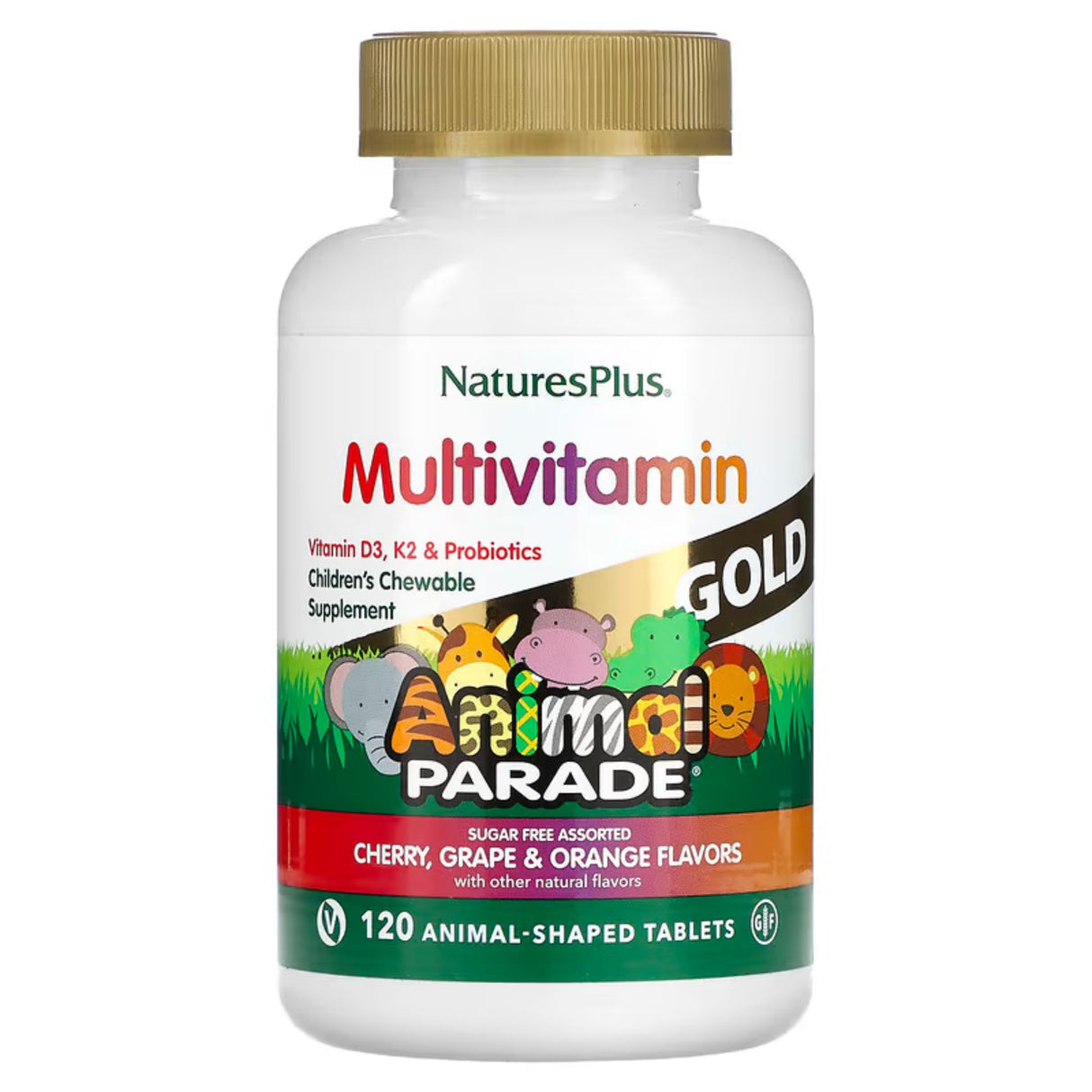 NaturesPlus Animal Parade GOLD children’s multivitamin 120 chewable tablets