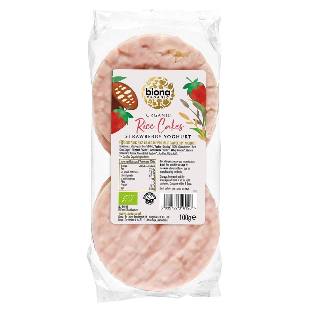 Biona Org Strawberry Yoghurt Rice Cakes 100g